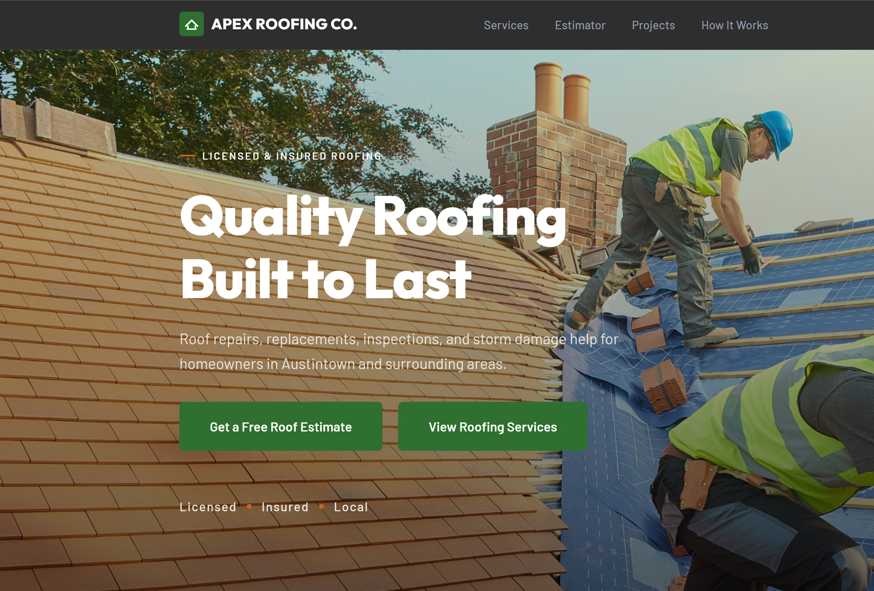 Roofing website preview